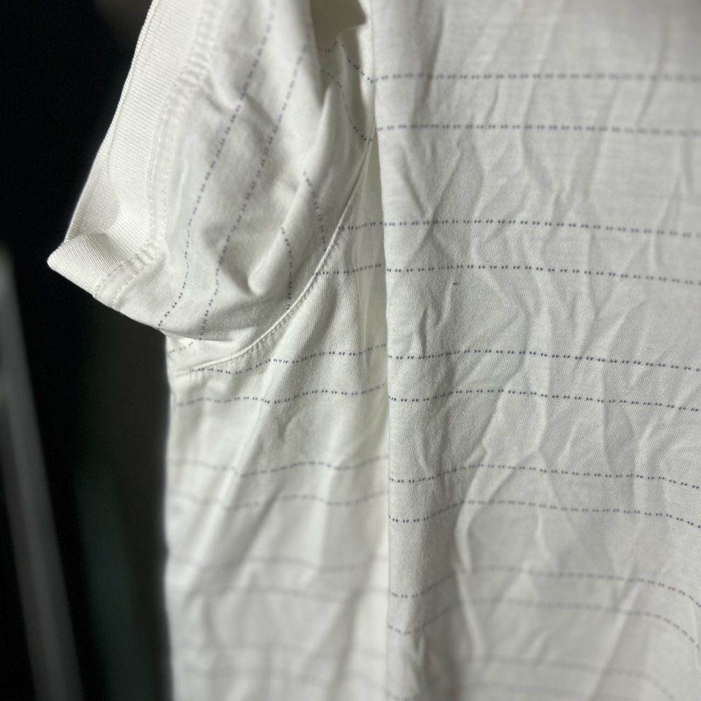 Banana Republic Women’s White with Lavender Stripes Polo, Short Sleeve Sz XL - Picture 6 of 6